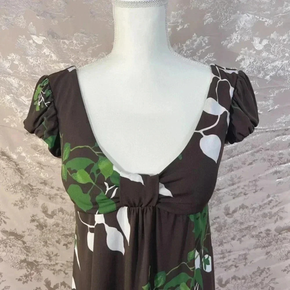 y2k Vintage Speechless Brown Babydoll Dress Leaf Pattern Size L - Picture 2 of 6